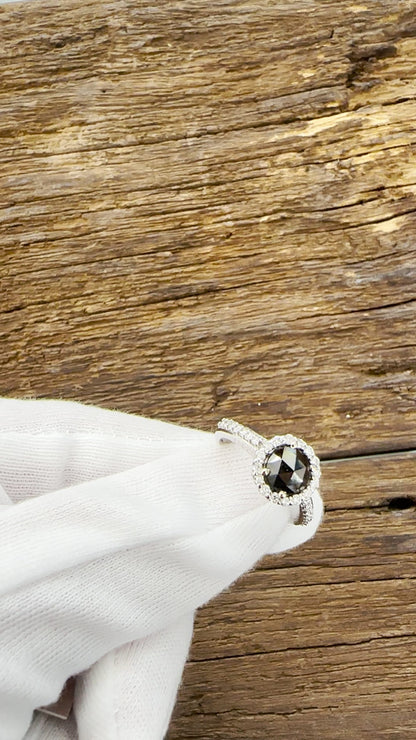 Anello in Oro Bianco 18KT - Diamante Nero