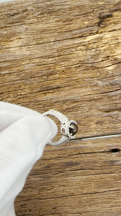 Anello in Oro Bianco 18KT - Diamante Nero