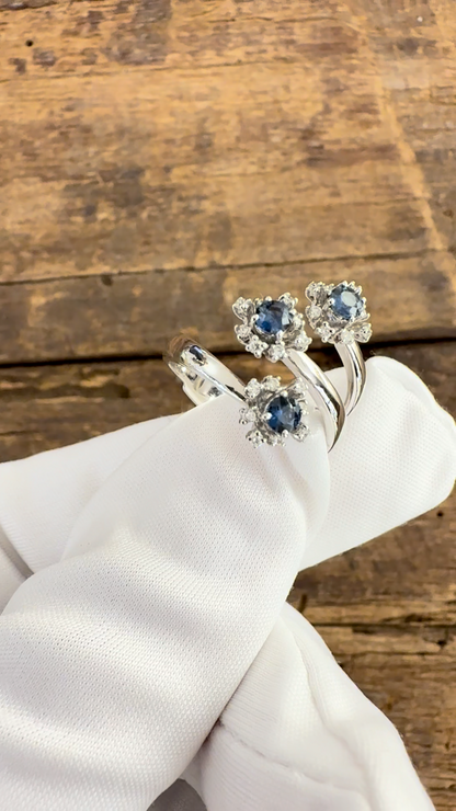 Anello Trilogy con Zaffiri e Diamanti