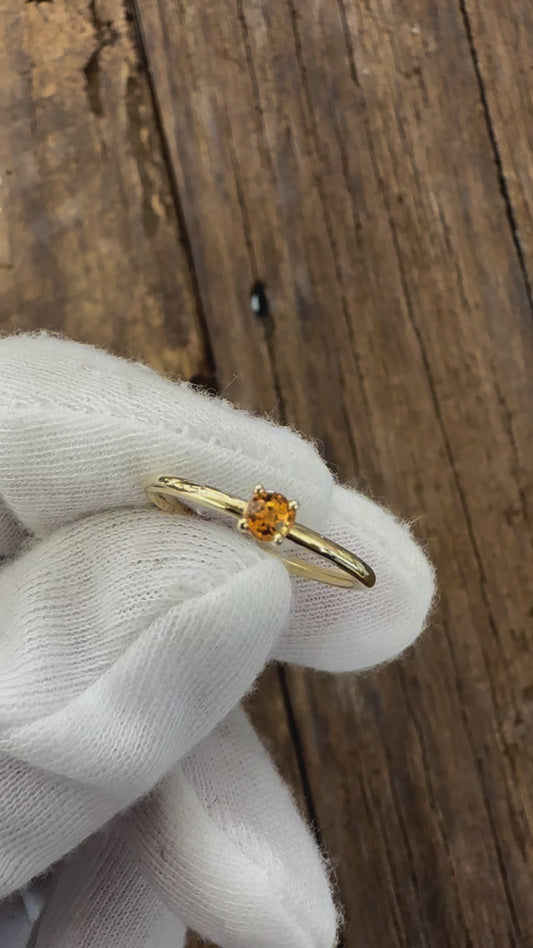 Anello in Oro Giallo 18KT - Zaffiro Arancio