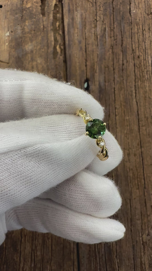 Anello in Oro Giallo 18KT - Tormalina Verde